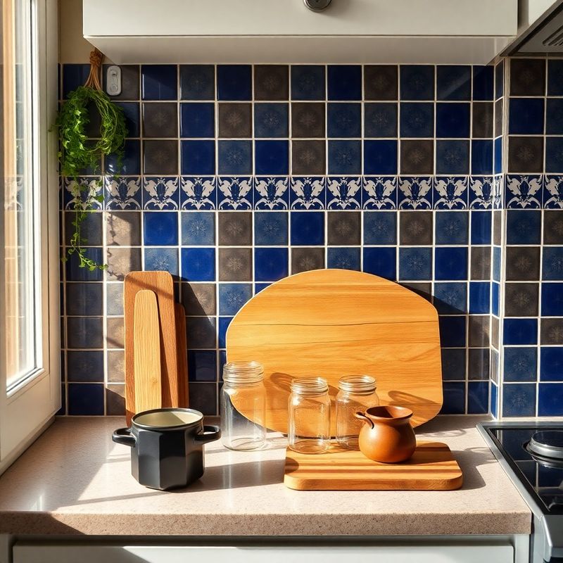 Encimera de cocina compacta organizada con luz natural lateral